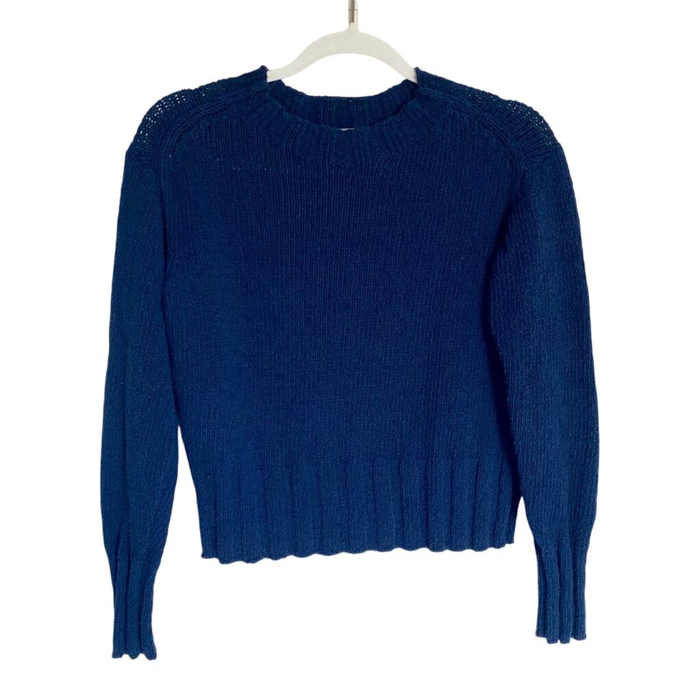 J.crew Minimal Preppy Chic Cotton Blend Textured Crewneck Boxy Pullover Sweater